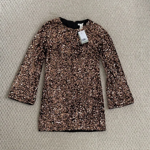 H&M Gold Sequin Mini Dress XS - Picture 1 of 5
